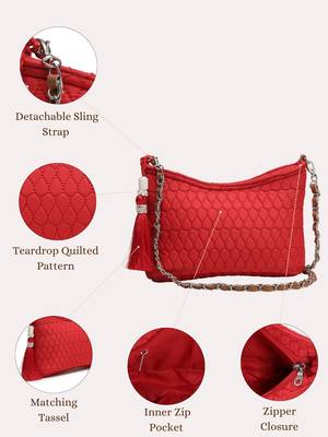 red tan polyester vegan leather sling bag 4