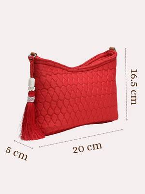 red tan polyester vegan leather sling bag 5