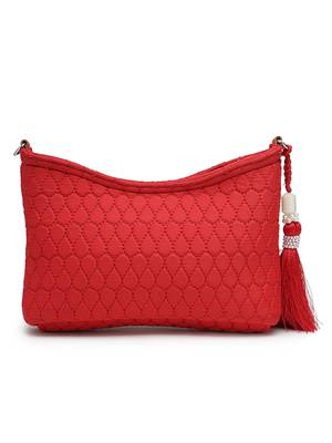 red tan polyester vegan leather sling bag 6