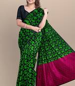 black linen jamdani work saree with blouse