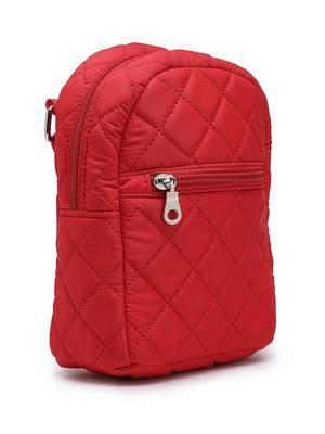 uno valentine red polyester diamond quilted sling bag 5