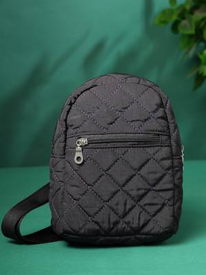 uno black polyester diamond quilted sling bag 1