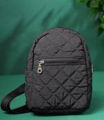 uno black polyester diamond quilted sling bag