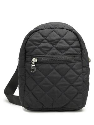 uno black polyester diamond quilted sling bag 4