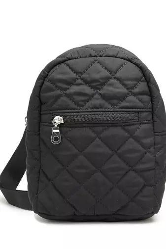 uno black polyester diamond quilted sling bag