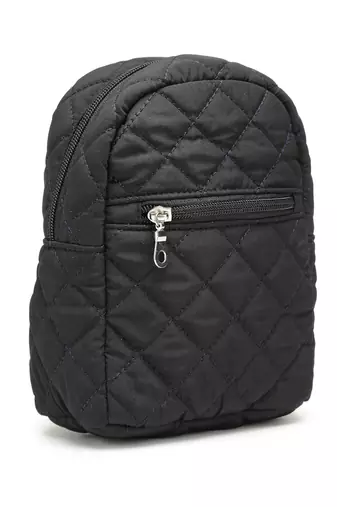 uno black polyester diamond quilted sling bag