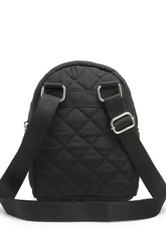 uno black polyester diamond quilted sling bag