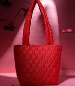 amour valentine red polyester heart quilted handheld bag