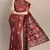 maroon linen jamdani work saree with blouse