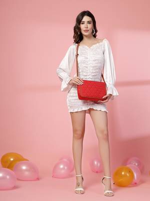 red tan polyester vegan leather sling bag 3