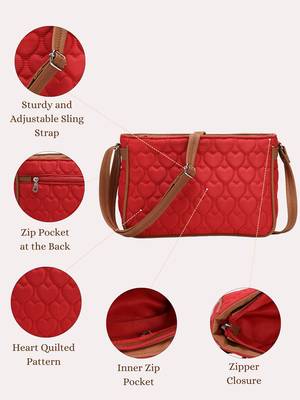 red tan polyester vegan leather sling bag 4