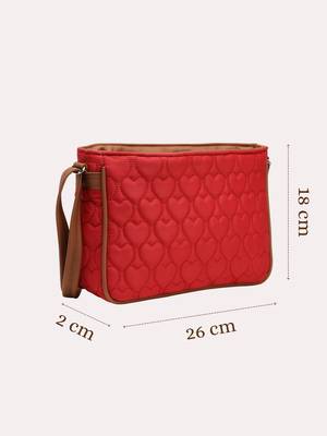 red tan polyester vegan leather sling bag 5
