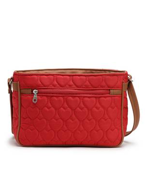 red tan polyester vegan leather sling bag 6