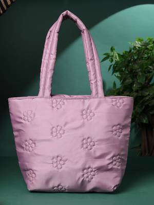 uno lavender polyester floral quilted handheld bag 1