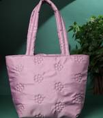 uno lavender polyester floral quilted handheld bag