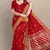 red linen jamdani work saree with blouse