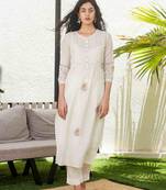 Snow white pintuck yoke kurta set