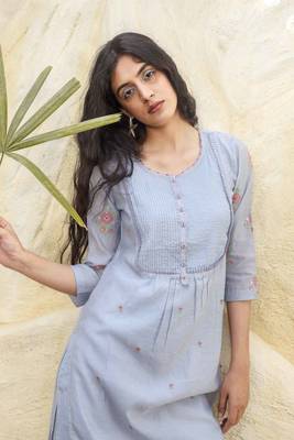 Powder blue yoke pintuck kurta set 5
