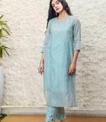 Teal yoke jaal kurta set