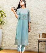 Teal yoke buta kurta set