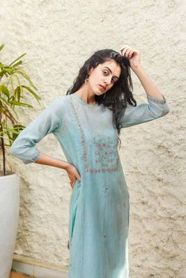 Teal yoke buta kurta set 2