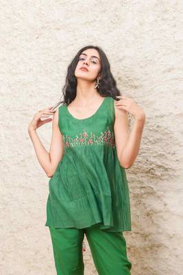 Bottle green top & pant set 3