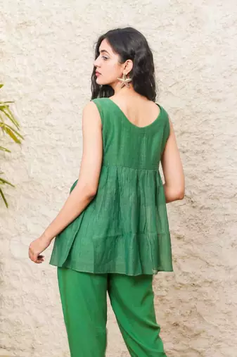 Bottle green top & pant set
