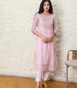 Blush pink yoke jaal kurta set