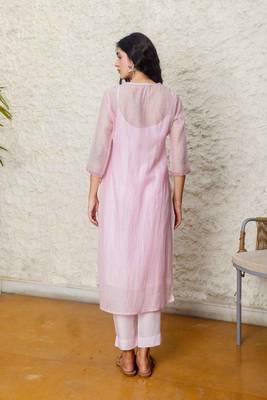 Blush pink yoke jaal kurta set 3