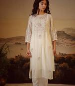 Ivory white victorian kurta and pant set