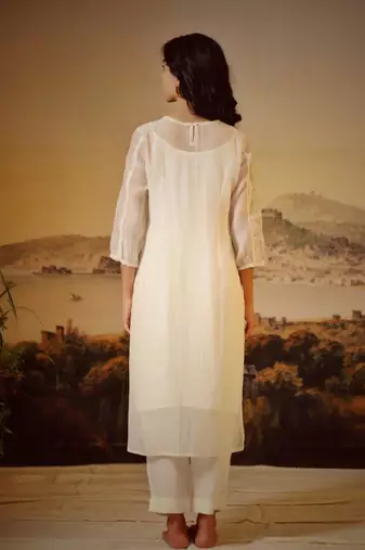 Ivory white victorian kurta and pant set