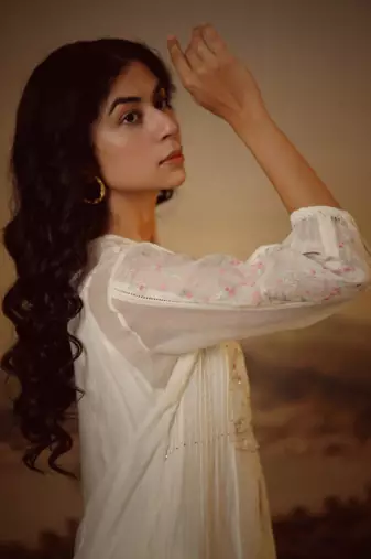 Ivory white victorian kurta and pant set
