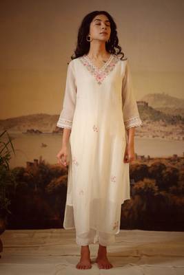 White rangoon bail kurta set 1