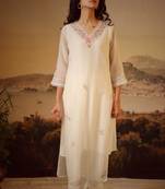 White rangoon bail kurta set
