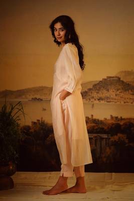 Ivory pink lovebirds kurta and pant set 2