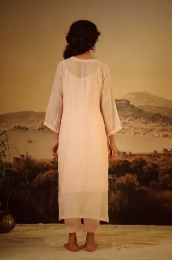 Ivory pink vineyard kurta and pant set