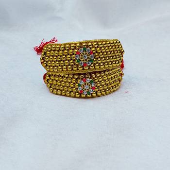 Stone stud gold plated  pouchi color golden material brass  size adjustable 4