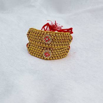 Stone stud gold plated  pouchi color golden material brass  size adjustable 2