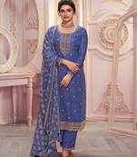 Violet embroidered georgette semi-stitched pakistani suit semi stitched