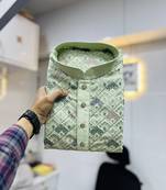 Light emerald embroidered mandarin collar different thrade sequence work kurta pajama set