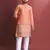 Peach emboj work daaman concept jacquard silk with inner cotton kurta pajama set