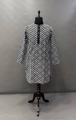 black multi sequins with white embroidered kurta pajama set 2