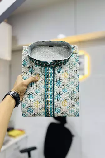 multicolour lucknowi work with unique digital print kurta pajama set