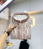 Pink heavy lukhnowi work with unique digital print kurta pajama set