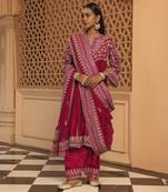 Hotpink aiman - short knee length chauga with salwar and khada dupatta