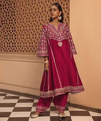Hotpink aiman - short knee length chauga with salwar and odhni 4