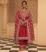 Red aiman - short knee length chauga with salwar and odhni