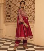 Red aiman - short knee length chauga with salwar