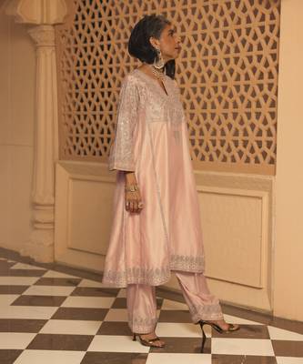 Rosepink aiman - short knee length chauga with salwar and odhni 5