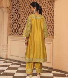 Mustard aiman - short knee length chauga with salwar
